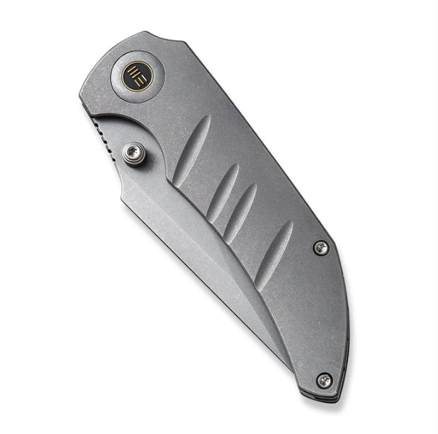 We Knife Stonewash Riff-Raff Milled Titanium Handles w/ CPM-20CV WE22020B-3