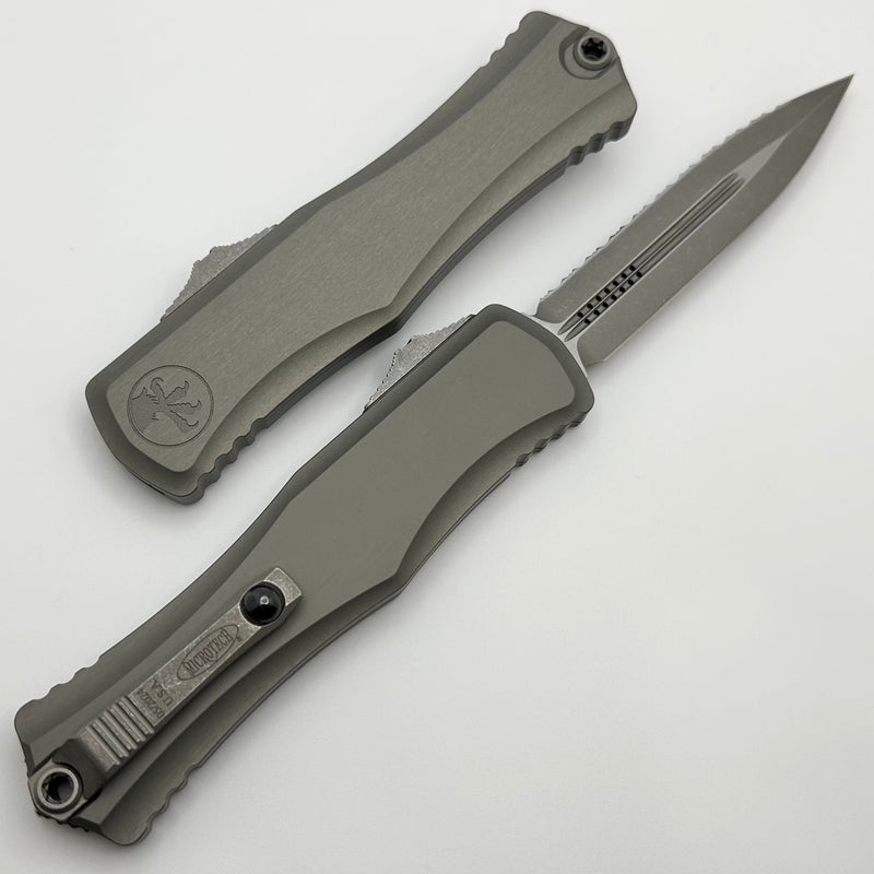 Microtech Knives Hera II Apocalyptic Natural Clear Double Edge Full Serrated 1702-12APNC