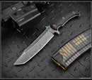 RMJ Tactical Combat Asia Acid Etched Fixed Blade w/ Black G-10 & Kydex Sheath