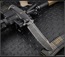 RMJ Tactical Combat Asia Acid Etched Fixed Blade w/ Black G-10 & Kydex Sheath