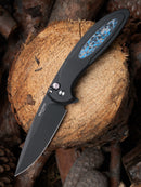 Pro-Tech Cambria Manual Black Aluminum Handles w/ TechnoCarbo Blue Inlay & DLC MagnaCut