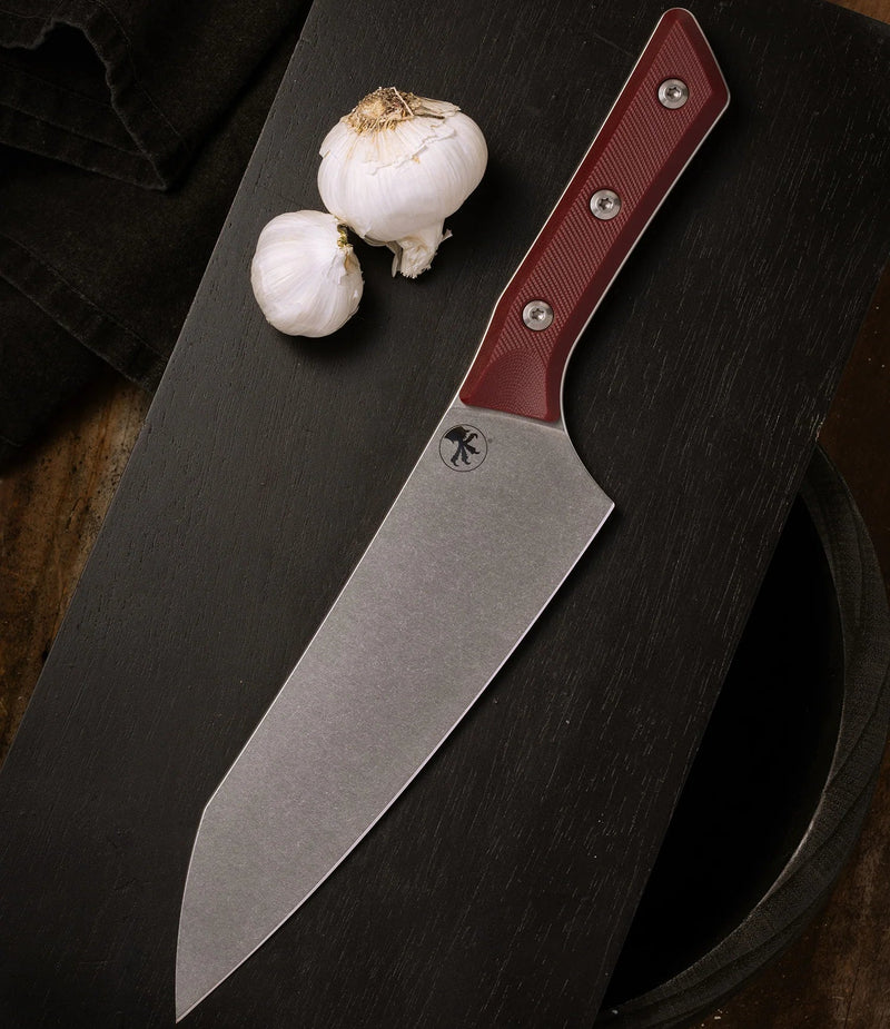 Microtech Chef's Knife Merlot G-10 Handle w/ Stonewash M390MK 3000-10MR