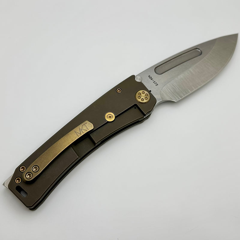 Medford Marauder H Old School Bronze Handles w/ Bronze Hardware/Clip & S45VN Tumbled Drop Point