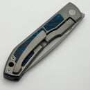 Uldanov Custom Knives Sierra w/ Milled Titanium/Blue Dark Matter Carbon Fiber Inlays & M398 Front Flipper