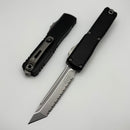 Microtech Ultratech ZBP Tanto Stonewash Full Serrated w/ Black Handle 1123-12
