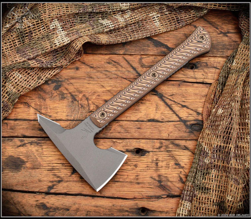 RMJ Jenny Wren Spike Tomahawk w/ Hyena Brown G-10