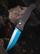 Pro-Tech Brend Auto Black Aluminum Diamond Texture Handle & Sapphire Blue MagnaCut WB1106-SB