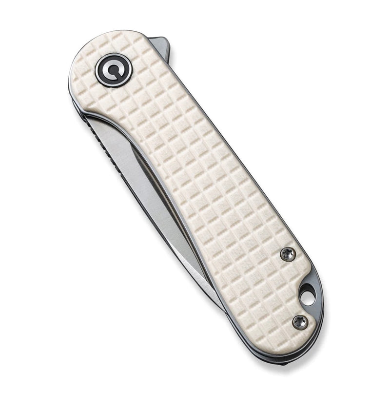 Civivi Elementum Flipper Ivory White G-10 Handle & Satin D2 C907A-3