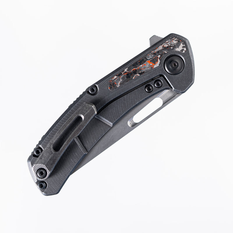 Tactile Knife Co Archer Orange TechnoCarbo Inlaid Blackwash Titanium Framelock w/ MagnaCut