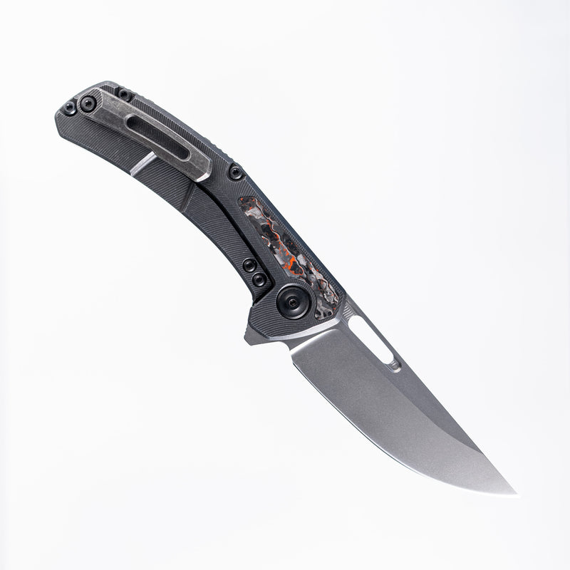 Tactile Knife Co Archer Orange TechnoCarbo Inlaid Blackwash Titanium Framelock w/ MagnaCut