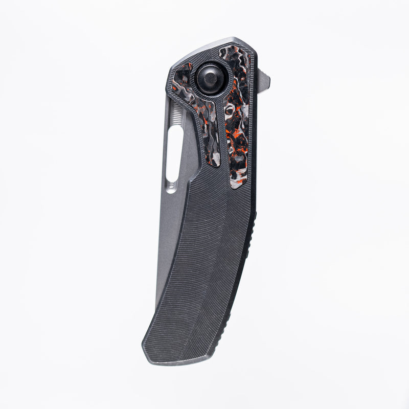 Tactile Knife Co Archer Orange TechnoCarbo Inlaid Blackwash Titanium Framelock w/ MagnaCut