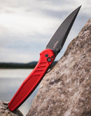 Pro-Tech Avalon Peace Neighbor w/ Knurled Red Aluminum Handle & DLC MagnaCut PN1103-Red