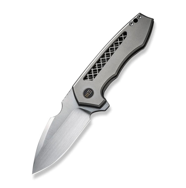 We Knife Harpen Flipper Milled Titanium Handles & Hand Rubbed Satin CPM-20CV Blade WE23019-4