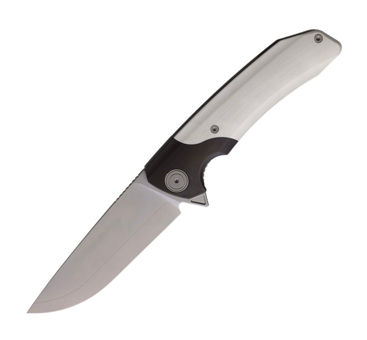 Maxace Goliath White G-10 & Titanium Linerlock w/ SLD-Magic/S90V Blade