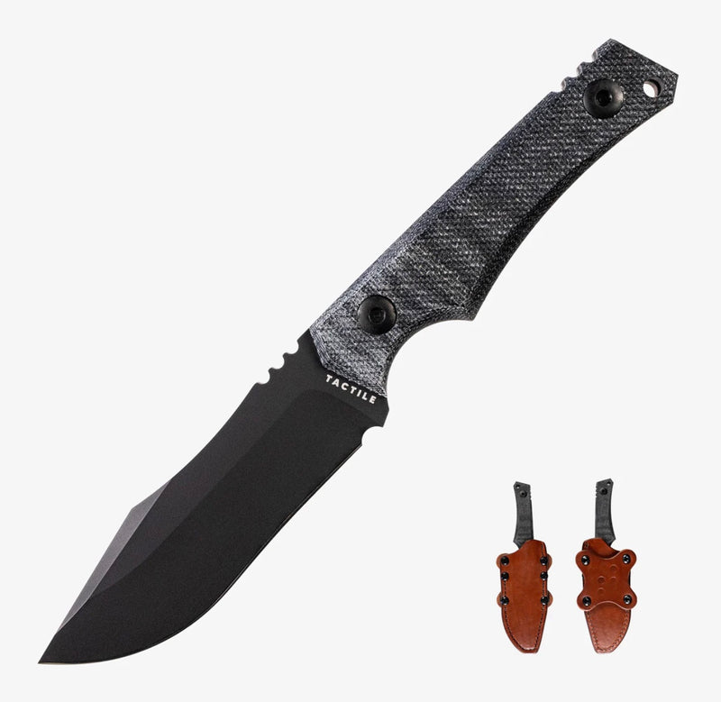 Tactile Knife Osprey Fixed Blade w/ MagnaCut & Black Micarta w/ Leather Sheath