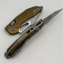 Microtech Knives Manual M-Stitch RAM LOK Tan Frag Aluminum Handles & Stonewash M390MK 169MRL-10FRTA