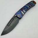 Medford Midi Marauder Brush Acid Etch Flamed Handle w/ Blue Lockside & Bronze Hardware/Clip w/ DLC S45 Drop Point