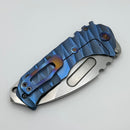 Medford Knife Praetorian T Drop Point Tumbled S45 & Bead Blast/Blue Lightning Handles w/ Flamed Hardware/Clip