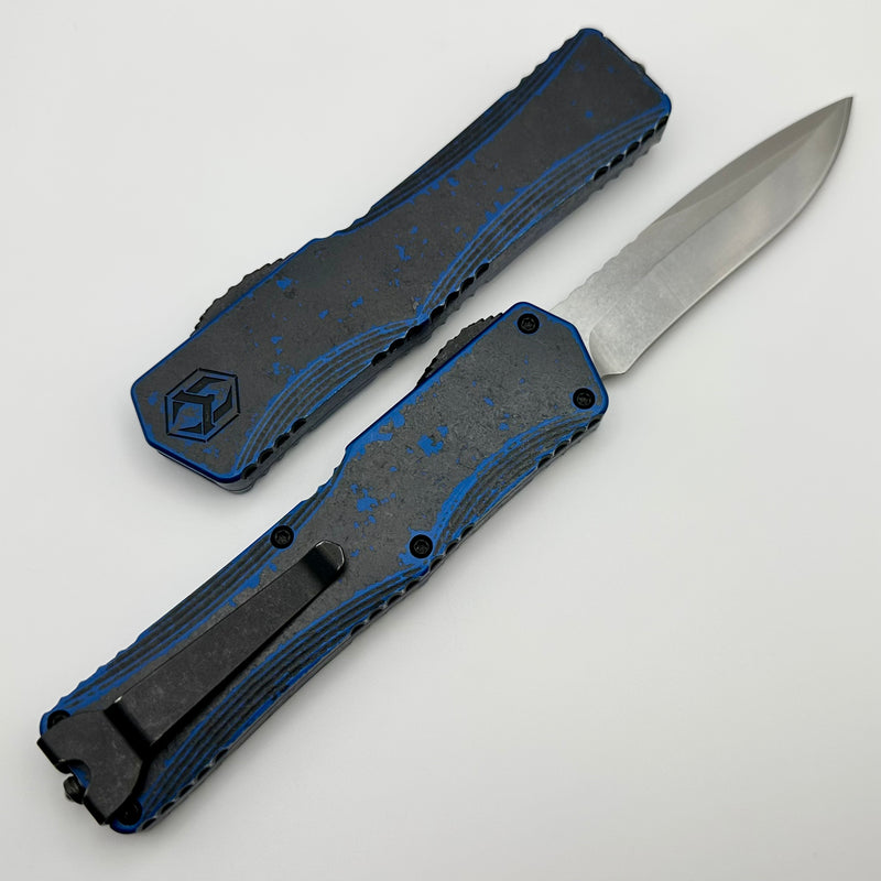 Heretic Knives Colossus Breakthrough Blue & Stonewash Recurve Edge Magnacut Blade Show West 23