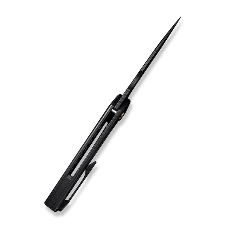 We Knife Harpen Flipper Black Milled Titanium Handles & Black CPM-20CV Blade WE23019-1