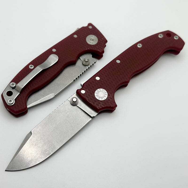 Demko Knives MG AD20S V2 Clip Point Full Flat Grind MagnaCut & Red G-10