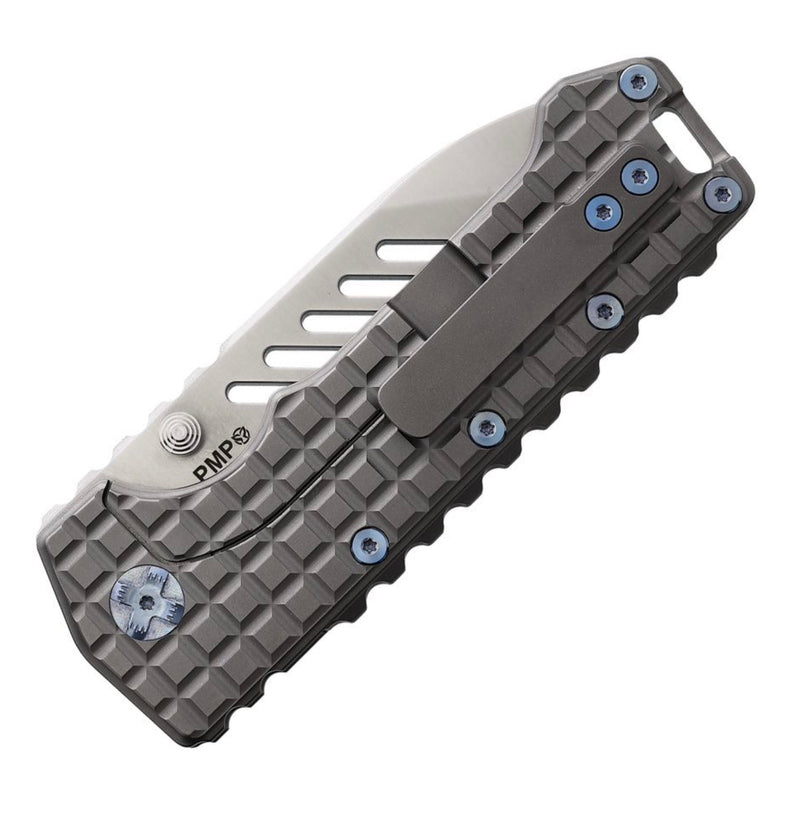 PMP Knives Kodiak Frame Lock Milled Titanium w/ Blue Hardware & M390 PMP062