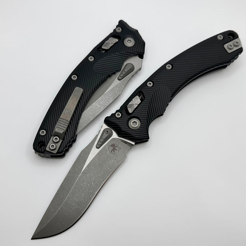 Microtech Amphibian RAM LOK Black Fluted Aluminum & Apocalyptic M390MK 137RL-10APFL