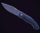 Pre Order Custom Knife Factory Puma w/ Blue Carbon Fiber Inlaid Blackwash Titanium Handles & Blackwash M398