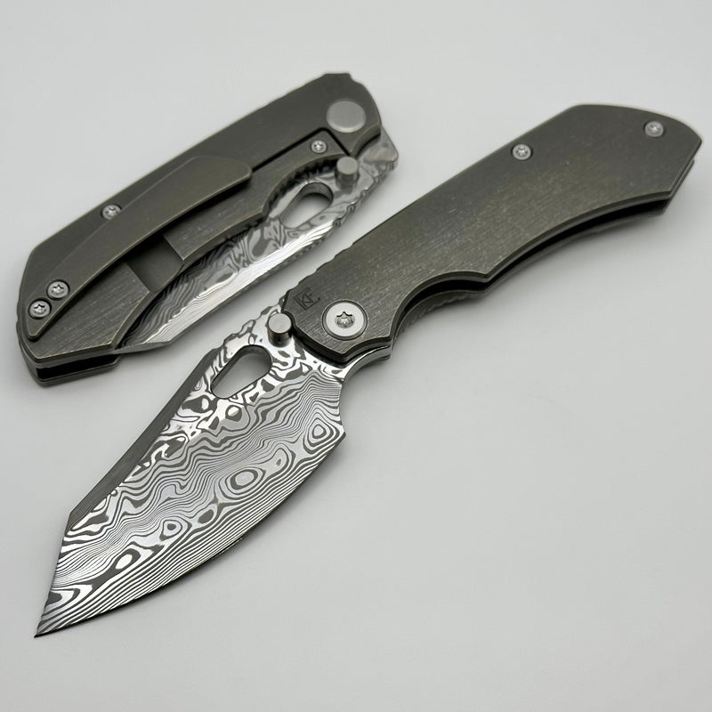 Custom Knife Factory Rotten Design Evo 4.0 Damasteel w/ Tumbled Handles