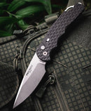 Pro-Tech TR-4 Auto Black Feather Handle w/ Safety & Stonewash MagnaMax T4105 F MM