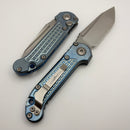 Microtech Marfione Select LUDT Gen III Ice Blue Frag Titanium Handles w/ Blue Accents & Part Serrated Stonewash Tanto 1136-11FRMS6