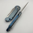 Microtech Marfione Select LUDT Gen III Ice Blue Frag Titanium Handles w/ Blue Accents & Part Serrated Stonewash Tanto 1136-11FRMS6