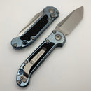 Microtech Marfione Select LUDT Gen III Ice Blue Textured Inlaid Titanium Handles w/ Blue Accents & Stonewash Part Serrated Tanto 1136-11MS12