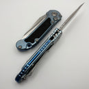 Microtech Marfione Select LUDT Gen III Ice Blue Textured Inlaid Titanium Handles w/ Blue Accents & Stonewash Part Serrated Tanto 1136-11MS12