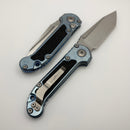 Microtech Marfione Select LUDT Gen III Ice Blue Textured Inlaid Titanium Handles w/ Blue Accents & Stonewash Full Serrated Tanto 1136-12MS12