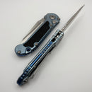 Microtech Marfione Select LUDT Gen III Ice Blue Textured Inlaid Titanium Handles w/ Blue Accents & Stonewash Full Serrated Tanto 1136-12MS12