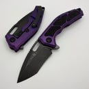 Heretic Knives Medusa Manual Purple Aluminum Frame Lock w/ Grip Inlays & DLC MagnaCut Recurve H010-6A-PU