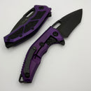 Heretic Knives Medusa Manual Purple Aluminum Frame Lock w/ Grip Inlays & DLC MagnaCut Recurve H010-6A-PU