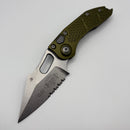 Microtech Borka Stitch Stonewash Partial Serrated & OD Green Handles 169-11OD