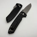 Pro-Tech Les George Rockeye Black Handle w/ Black Lip Pearl Button & Stonewash MagnaCut