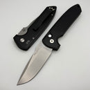 Pro-Tech Les George Rockeye Black Handle w/ Black Lip Pearl Button & Stonewash MagnaCut