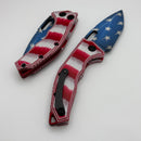 Heretic Knives Medusa Auto Striped Red G-10 Handles w/ Spangled Tanto MagnaCut H011-STARS-STRIPES