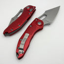 Microtech Borka Stitch Single Edge Stonewash Standard w/ Red Handles 169-10RD