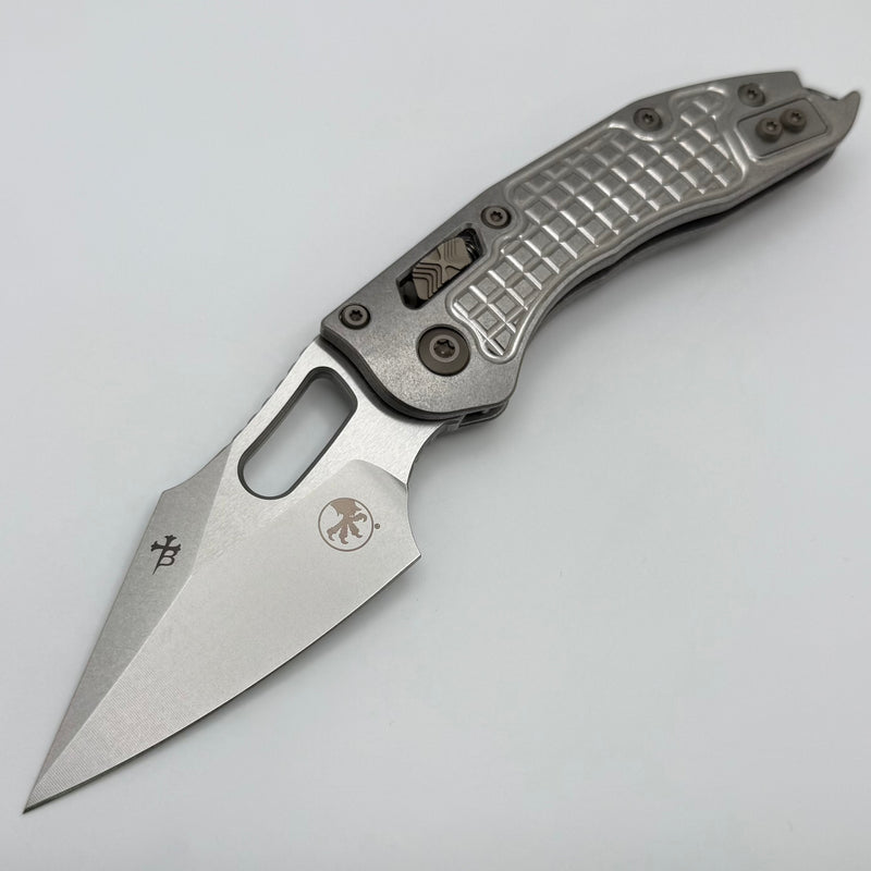 Microtech Marfione Select Manual Stitch RAM LOK Frag Titanium Handles & Stonewash M390MK w/ Double Vapor Blast & Flamed Accents 169RL-10FRMS4