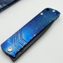 Medford Antik Front Flipper DLC S45 Drop Point & Flamed/Blue Tumbled Titanium Handles