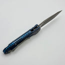 Microtech Knives LUDT Gen III Antique Blue Titanium Frag Handles & Partial Serrated Apocalyptic Tanto M390MK 1136-11APFRMS2