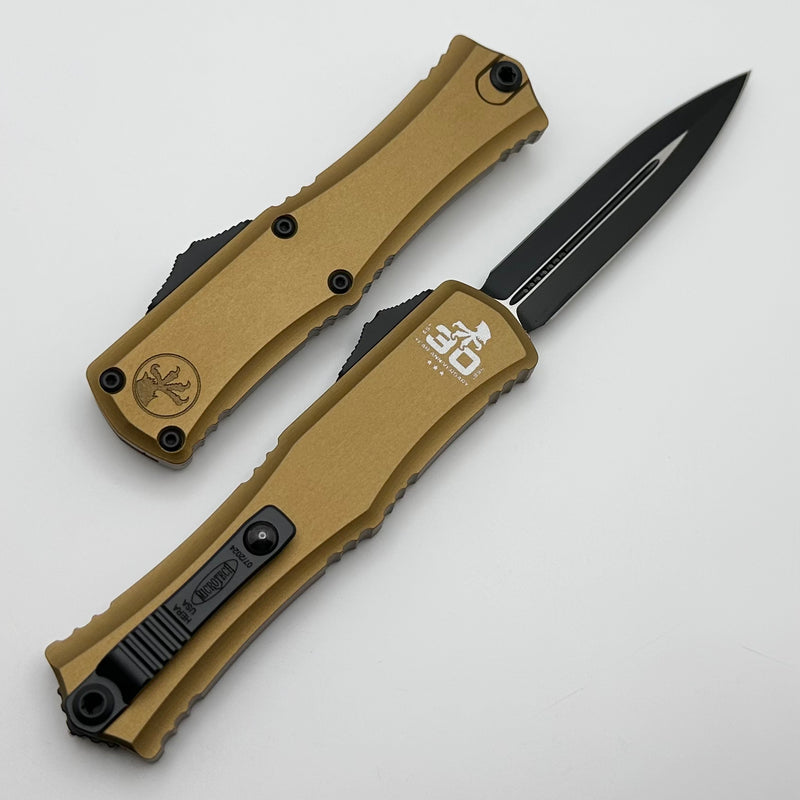 Microtech Knives Mini Hera 30th Anniversary Black D/E M390MK w/ Tan Handle 1702M-1TA30