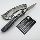 Microtech Marfione Select Amphibian RAM LOK Frag Titanium Handles & Stonewash M390MK w/ Double Vapor Blast & Blue Accents 137RL-10FRMS2