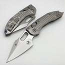 Microtech Marfione Select Manual Stitch RAM LOK Frag Titanium Handles & Stonewash M390MK w/ Double Vapor Blast & Purple Accents 169RL-10FRMS3