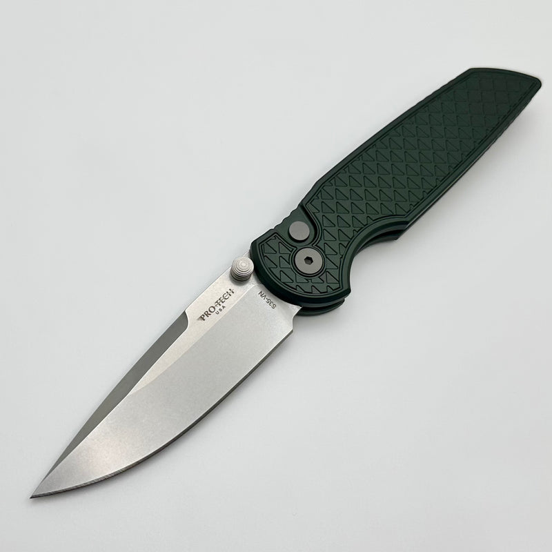 Pro-Tech TR-3 Integrity Manual Green Aluminum Relic Handles w/ Stonewash S35 INT105-GREEN